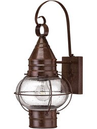 Solid Brass Cape Cod Porch Light With Clear Seedy Glass in Sienna Bronze.